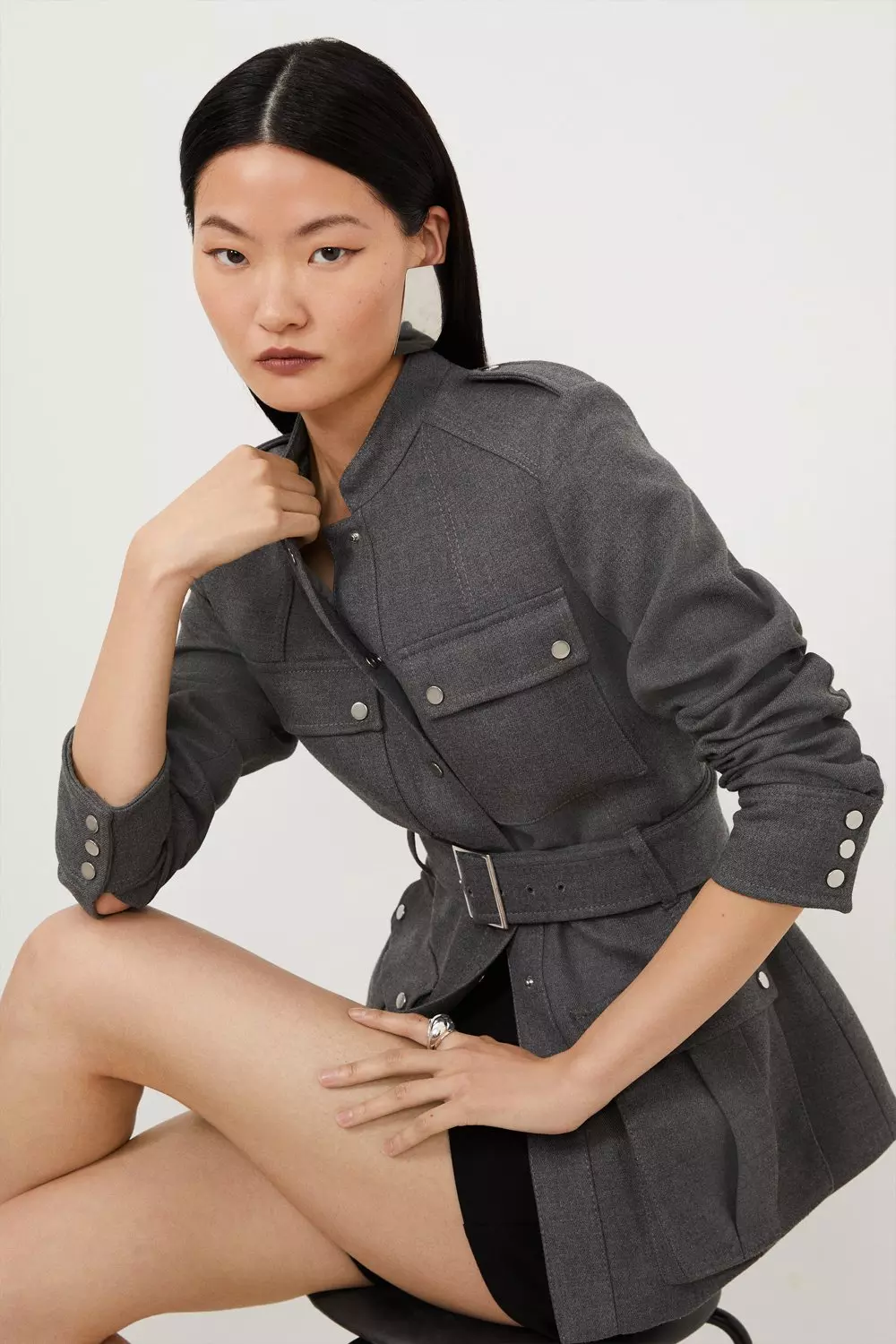 Black hotsell belted jacket